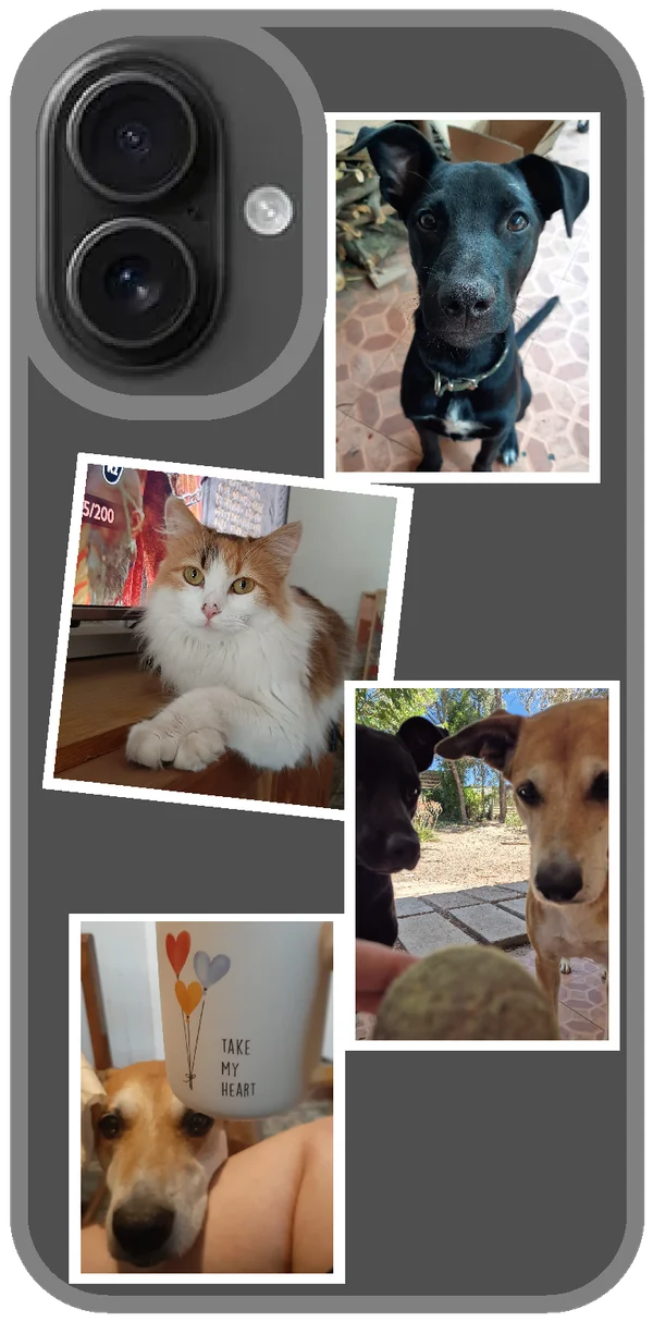 Case con collage de fotos de mascotas